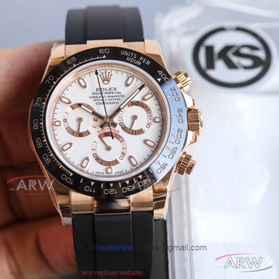 KS Factory Rolex Cosmograph Daytona 116515LN Oysterflex Rubber Strap Ivory Dial 40 MM 7750 Automatic Watch